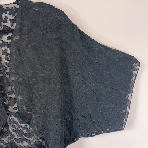 Fantasies by Morgan Taylor Vintage Women’s One Size Fits Most Black Sheer Kimono - Picture 5 of 8